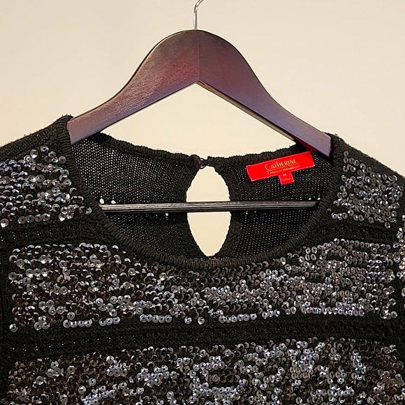 Catherine Malandrino Black Sequined Dress, Size Medium - Picture 2 of 4
